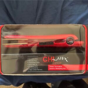 New Chi Air Expert Womens Patterned Wired Hair Ceramic Straightener Red 1"